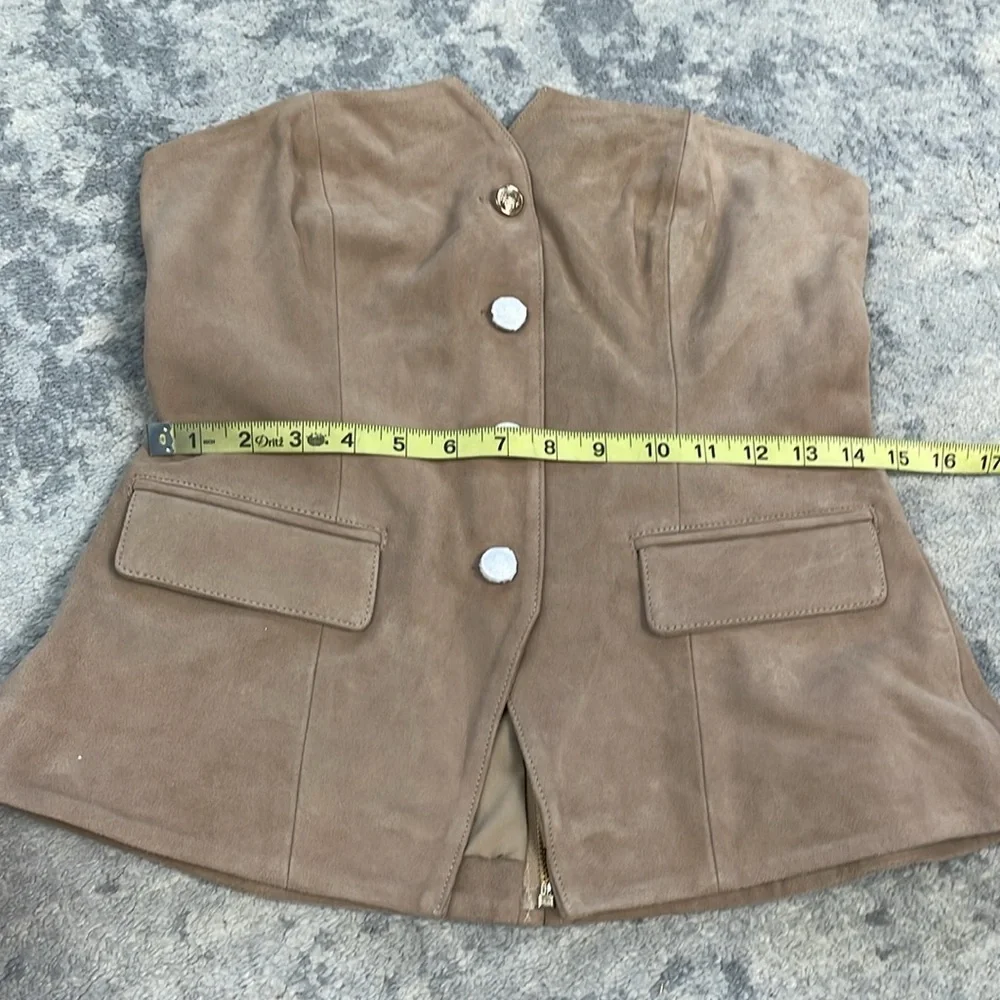 NWT Cami NYC Zamora Suede Leather Corset Vest Incense Tan Sz 8